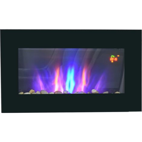Chimenea eléctrica 1000/2000 W con efecto de llama LED, 7 colores, mando, negro (1/5)