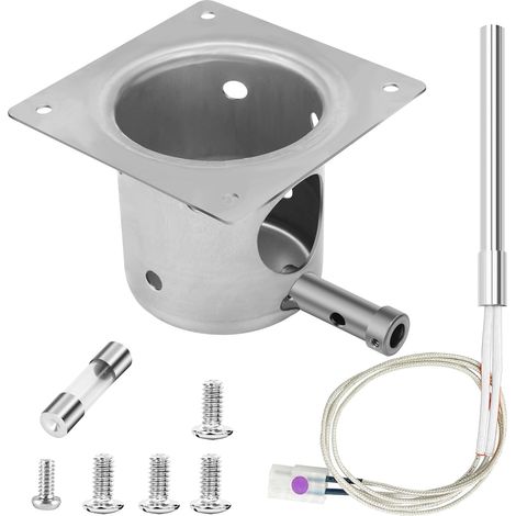 Fire Burn Pot and Hot Rod Igniter Kit, Hard Duty Fire Pot and Hot Rod/Grill Igniter with Screws and Fuse, Replacement Parts for Traeger & Pit Boss Wood Pellet Grill Smoker