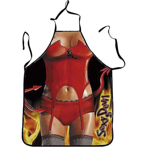 Tablier amusant - Tablier de cuisine/pâtisserie ajustable pour couple, motif homme musclé et femme sexy (1/5)