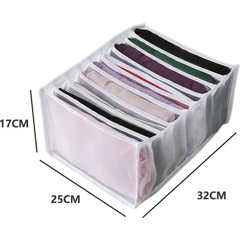 Household Foldable Mesh With 9 Compartments Clothes Drawer Storage Box (White) (1/4)