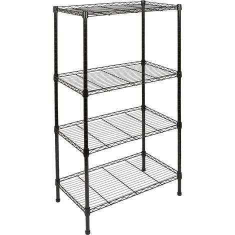 Étagère métallique réglable 4 niveaux – 60 x 35 x 122 cm – Noire – Charge max 150 kg par niveau – Idéale pour cuisine, garage et salle de bain (1/5)