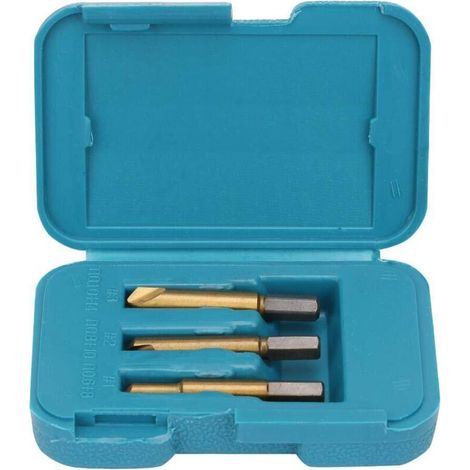 Jeu de tournevis, 3 pièces, tournevis HSS revêtus de titane, outil d'extraction de goujons de perçage rouillés et rayés, avec coffret en plastique (1/5)