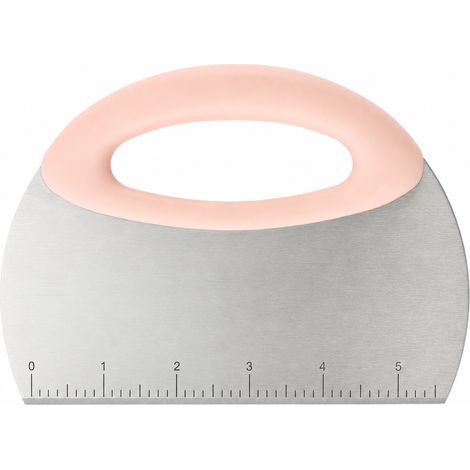Couteau-raclette à pâte en inox avec graduations, couleur rose (1/5)