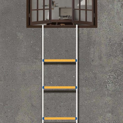 Échelle de secours de 12 m avec 2 mousquetons, capacité de charge de 200 kg, échelle de sécurité, difficilement inflammable, pour évacuation d'urgence, réutilisable, pour la maison, le balcon, l'hôtel