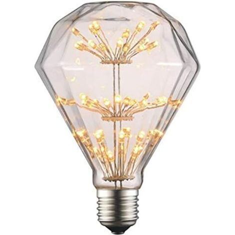 D95 3W LED Ampoule de Filament Forme classique sphérique,220V E27 Culot, Blanc Chaud 2200K, Angle de Faisceau 360°, Equivalent à 30 Watt,Surface imprimée aspect starry (D95) (1/5)