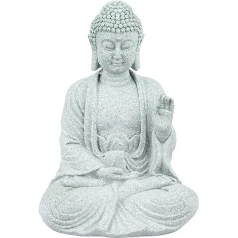 Meditations-Buddha-Statue, sitzender Buddha, kleiner Garten, Zen-Buddha-Skulptur, Figur, Ornament, sitzende Buddha-Figur für Zuhause, Büro, Wohnzimmer, Tischplatte (Buddha der Furchtlosigkeit)