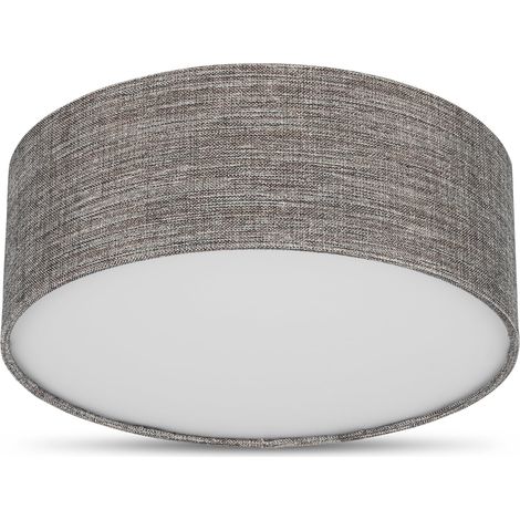 plafonnier salon - 30cm, rond, avec abat-jour en tissu, brun-argenté (1/5)