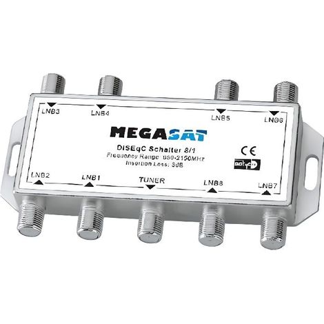 Commutateur DiSEqC 8/1 - Megasat - 8 Entrées - 1 Sortie - Full HD - 3D - 4K