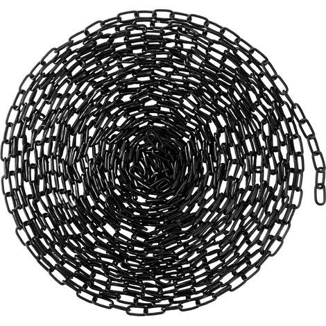 Chaine Acier Noir 12 m X 2,5 mm, Chainette Métal en Acier Carbone avec Revêtement Électrophorèse pour Clôture, Suspension, Jardin et Bricolage (1/5)