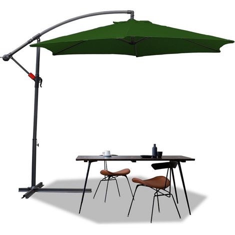 Parasol Parasol de jardin pliable Parasol de plage pivotant à 360° Hydrofuge Vert 300 x 300 cm (1/5)