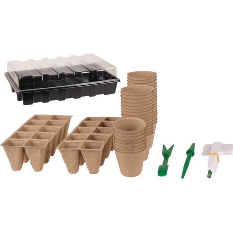Anzuchtset – 67 Elemente: Mini-Gewächshaus, Anzuchtschalen, Plantina-Töpfe