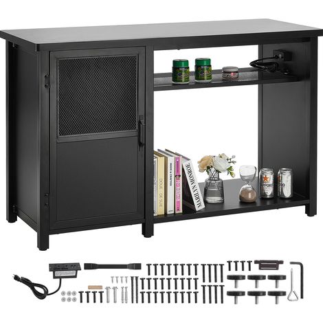 Mophorn Supporto per acquario 75 galloni, 52 x 19,7 x 32,3 pollici in acciaio e MDF, capacità di carico di 626 libbre, Supporto per acquario per rettili pannello di alimentazione incorporato, Nero (1/5)