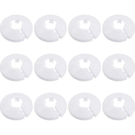 Lot de 12 cache-tuyaux, cache-tuyaux de radiateur, cache-tuyaux de plomberie, colliers de serrage pour radiateur, pour tuyaux de chauffage d'eau de 15 mm et couronnes de radiateur - Blanc