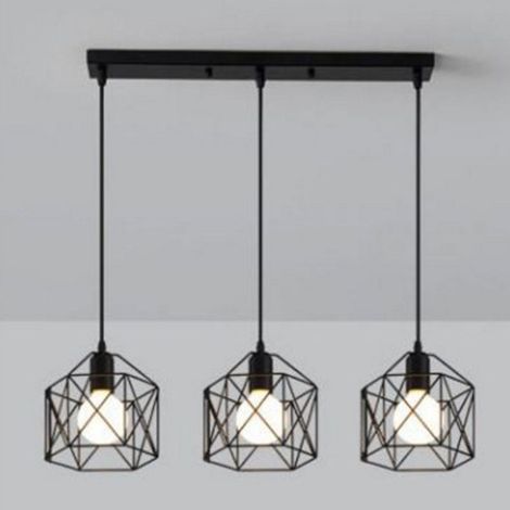 Suspension moderne de style simple industriel robuste petit lustre suspendu pour allée de chambre à coucher plaque droite à 3 têtes sans ampoule