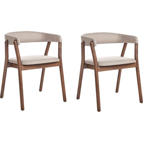 Set of 2 Dining Chairs MYLO Fabric Dark Brown/ Beige (1/5)