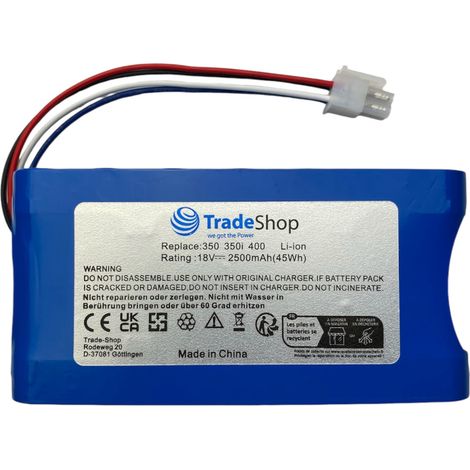 Trade-Shop Li-Ion Akku 18V / 2500mAh kompatibel mit Yard Force Compact 280R 400Ri 400RiS, EasyMow 260B ersetzt GMBE-SP10283, GMBE-SP11571 (1/2)