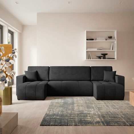 5-Sitzer U-förmiges Schlafsofa mit Stauraum Vasco Schwarz (1/5)