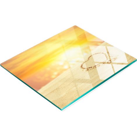Planche à apéritif décorative en verre en forme de cœur sur sable 60 x 52 cm (1/5)