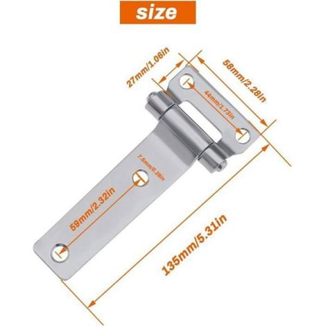 Charnière - Acier Inoxydable 304 - Pour Camion Caravane Remorque Bateau - 135x58 mm - Lot De 2 (1/4)