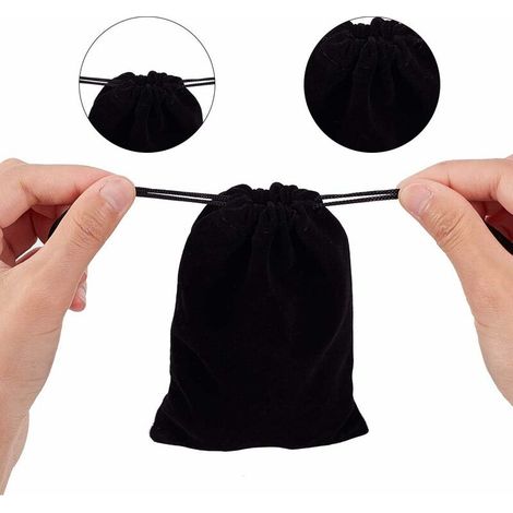 Velvet Bags, 10 ×20cm Sac en Velours Noir Velvet Pochettes Sacs de Bonbons de Noël Faveur pour Bijoux Bouchons d'oreilles et Porte-Clés Ligne de Données (1/5)