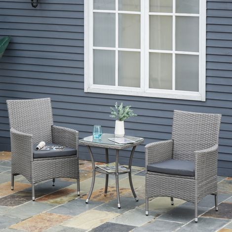 set bistro rattan 60x58,5x89,5 con cuscini grigio OKMYHOME (1/3)