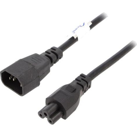 Cable- IEC C14 male.IEC C5 femelle- 1.5m- noir- PVC- 3G0.5mm2