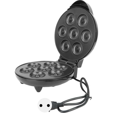 Elektrischer Mini-Donut-Maker, doppelseitig antihaftbeschichtet, für 7 Donuts, tragbar, 220-V-EU-Stecker, schwarz (1/5)