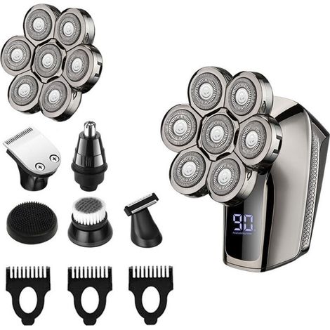 Rasoir électrique pour hommes, rasoir électrique sans fil rechargeable 6 en 1, kit de toilettage rotatif étanche (1/4)