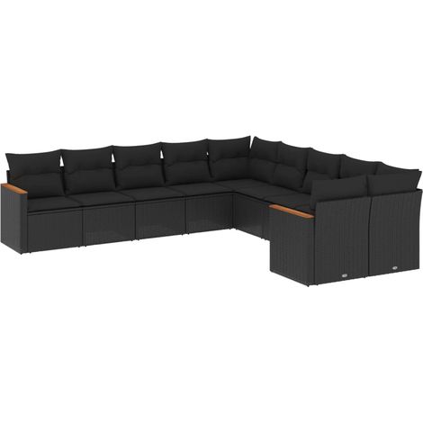 Maison Exclusive - 10-tlg. Garten-Sofagarnitur mit Kissen Schwarz