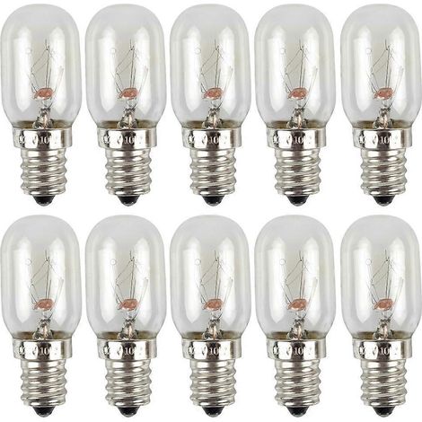 Lot de 10 ampoules E12S 10W pour réfrigérateur, congélateur et veilleuse.-2x5cm-transparent color