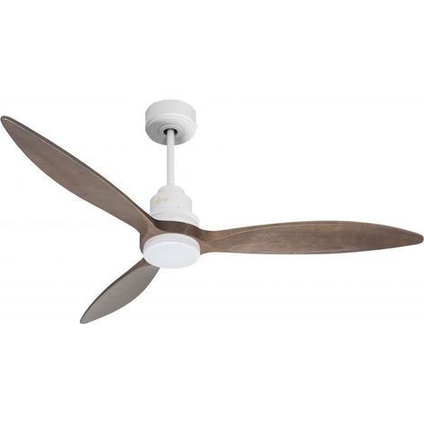 Tenerife - Super destratificateur et ventilateur DC 132 cm Blanc pales bois sombre avec Lumière 25 à 35 m² (1/5)