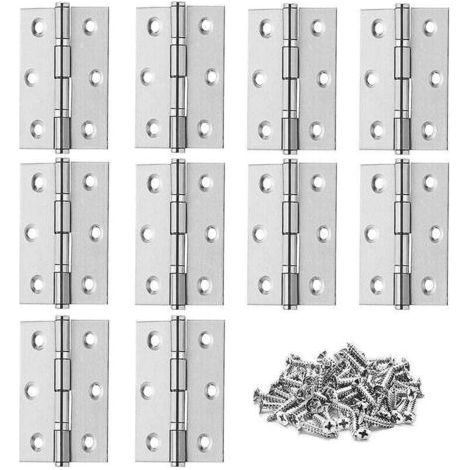 10 Pcs Charnière Pliables Inox pour Piano Meuble Paumelles de Porte pour Placard Fenêtre avec Vis (1/4)