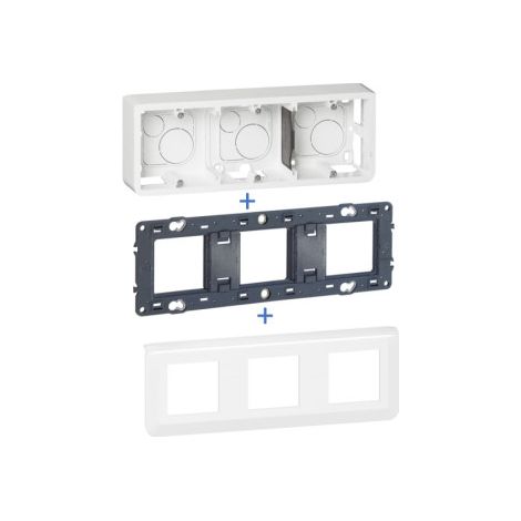 Legrand - KIT Cadre saillie 3 postes Mosaic - 3x2 Modules - Horizontal - Ru00e9f. : 080286+080253+277806L (1/5)