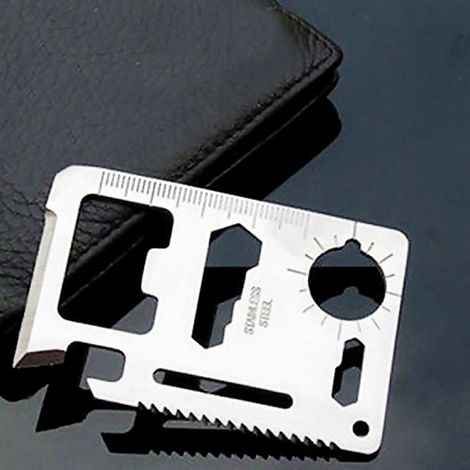 Outil de survie 11 en 1 : ouvre-cartes et décapsuleur – se glisse facilement dans un portefeuille – idée cadeau pour lui (1/5)