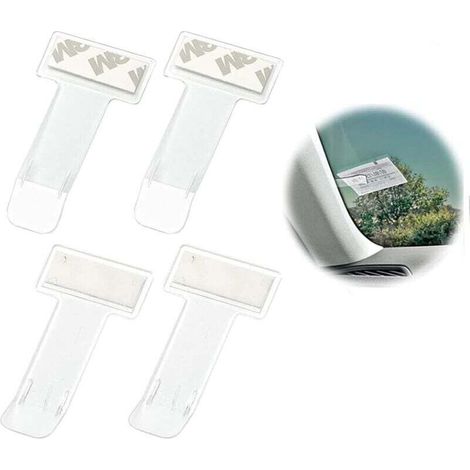 Set di 4 porta permessi di parcheggio trasparenti con clip, porta permessi di parcheggio, deflettori antivento, adesivi per permessi di parcheggio -Crezuo