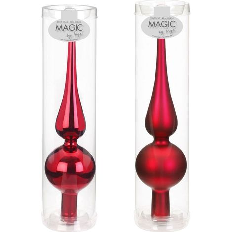 PUNTALE PER ALBERO ROSSO  VETRO 26 CM PREZZO CADUNO INDICARE IL MODELLO