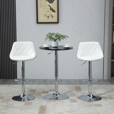 Table rotative et réglable en hauteur homcom ø61 cm, piètement acier noir, hauteur 70–97 cm, moderne (1/5)