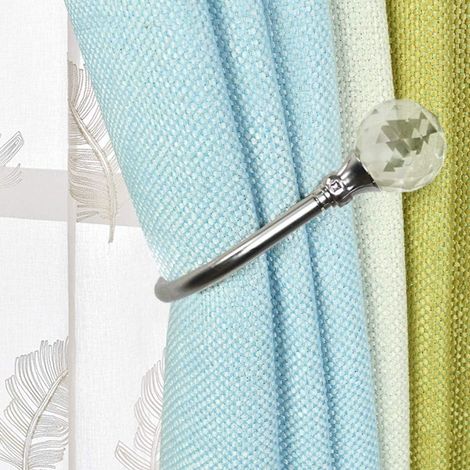 2 Pièces Cristal Embrasse à Rideau U Design Crochet Embrasse Rideaux Métal Curtain Tie Back Holdbacks Embrasses à Rideaux (Argent) (1/5)