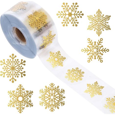 Adesivi natalizi rotondi, trasparenti, con stampa dorata, per decorazione di confezioni, autoadesivi adesivi per chiusura, 2,5 cm/1 pollice 500 adesivi. (1/5)