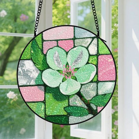 Suspension en vitrail - Attrape-soleil minimaliste pour fenêtre, décoration maison artistique, cadeau Noël pour femme, homme, famille 9cm (1/5)
