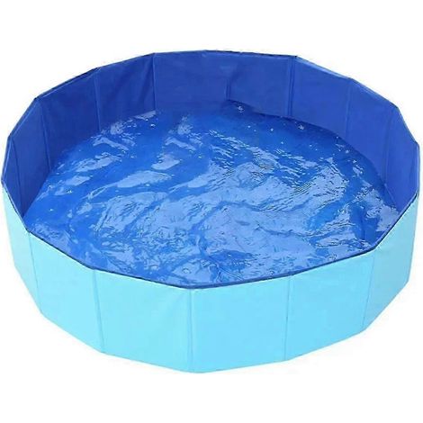 Baignoire pliable adaptée aux chiens de toutes tailles et produits de nettoyage de piscine bleus (1/5)