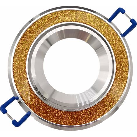 Portafaretto Tondo Oro con glitter brillantini Orientabile da incasso cartongesso per lampadine led GU10 (1/4)