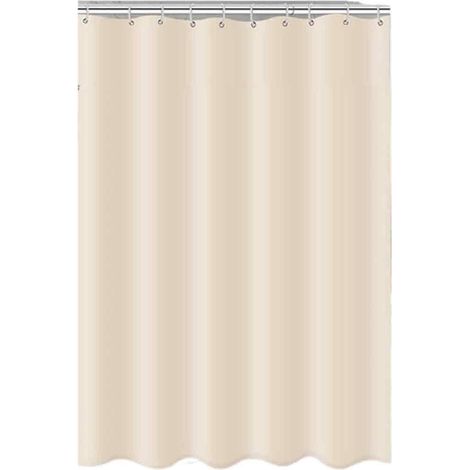 Rideau de douche en tissu lin Imperméable - Anti-moisissure - Pour salle de bain - Beige - 180 x 200 cm (1/5)