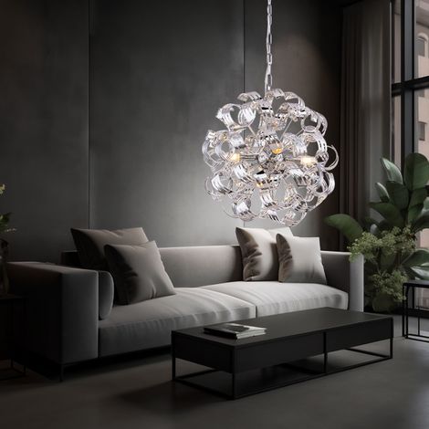 Pendelleuchte Esstischlampe Wohnzimmerleuchte LED Hängelampe chrom Esstischlampe Designleuchte, 4x E14, DxH 50 x 125 cm