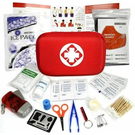 Rouge Semi-Rigide Mini Box Sac d'urgence Médical Imperméable Les Activités Extéreures Premiers Secours Domestiques——Comprend uniquement la trousse de premiers soins,Ne contient pas de médicaments (1/5)