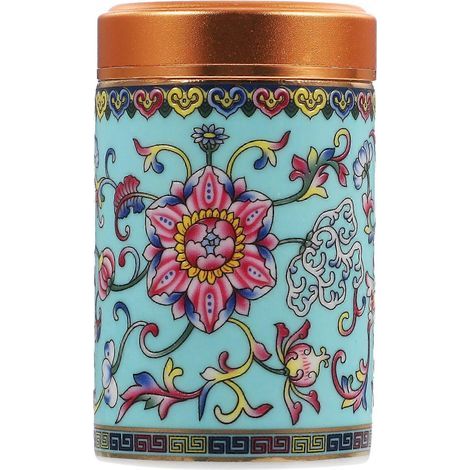 Boîte à thé en céramique, bocal à thé en vrac, boîte de rangement en émail, récipient en porcelaine-7.30X4.30X4.30CM-Blue (1/4)