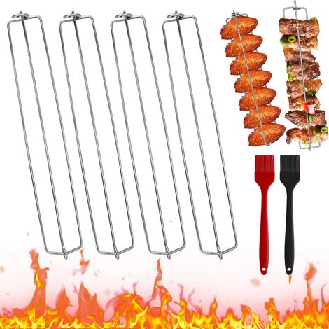 4 Pièces Support Poulet Barbecue Support Poulet Support à Poulet Barbecue Support Poulet Rail d'Aile de Poulet à Pince Rail d'Aile (sans brosses)