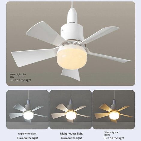 Deux ventilateurs de plafond avec éclairage et télécommande, trois vitesses de ventilation réglables, éclairage LED à intensité variable, douille E27, support de ventilateur sans fil. (1/5)