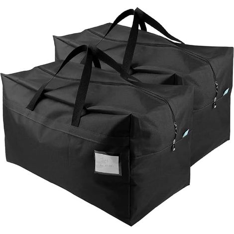 Lot de 2 sacs de rangement de grande taille pour vêtements, literie, décorations de festival, 100 L, noir (1/5)