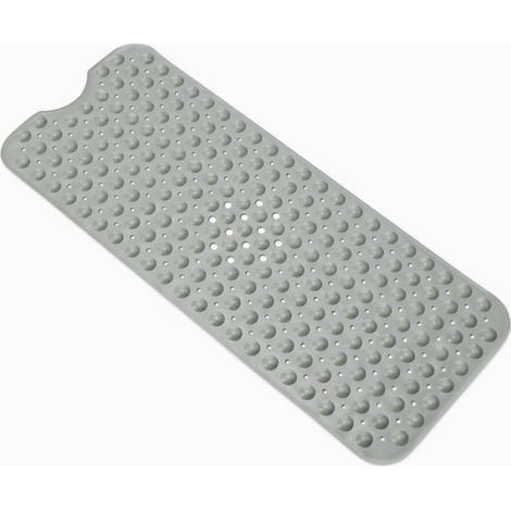 Tapis de bain antidérapant avec ventouses pour baignoire et douche, 40" x 16", gris (1/4)